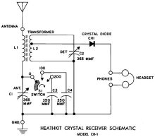 Heathkit CR-1 Crystal Receiver Schematic - RF Cafe