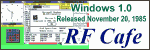 Microsoft Windows 1.0 Released.  Please click here to visit RF Cafe.