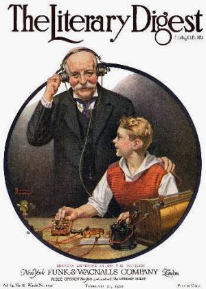 "Grandpa Listening in on the Wireless" by Norman Rockwell - RF Cafe