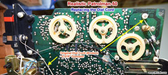 Broken Dial Cord Installed on Realistic Patrolman-50 Multiband Radio - RF Cafe