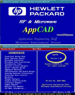 AppCAD version 1.02 opening screens - RF Cafe