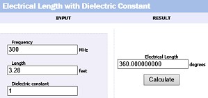 Electrical Length Calculator (Federal Custom Cable) - RF Cafe