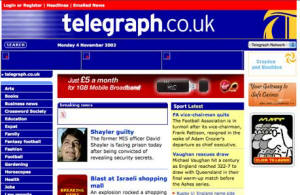 RF Cafe - Original UK Telegraph screen as archived by the Wayback Machine™