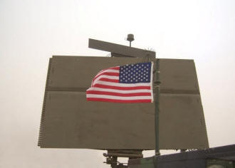 Old Glory in front of Radar Antenna - RF Cafe