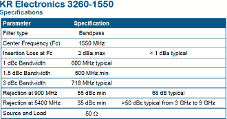 KR Electronics 3260-1550 specifications - RF Cafe