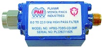 PMI HP8G-7D8G-CD-SMF, 8.0 to 22.0 GHz, High Pass Filter - RF Cafe