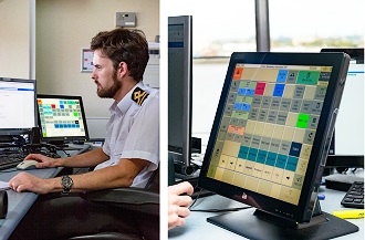 VTS officer Guy Underwood Rohde & Schwarz maritime communications system Thames Barrier Navigation Centre - RF Cafe