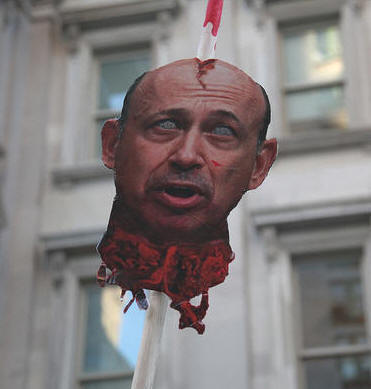 Goldman Sachs CEO Head on a Pike During OWS Demonstration - RF Cafe