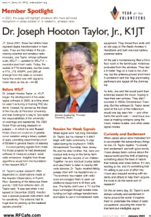 Dr. Joseph Hooton Taylor, Jr., K1JT, January 2023 QST - RF Cafe