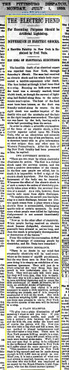 "The Electric Fiend" - The Pittsburgh Dispatch, July 1, 1889. Nikola Tesla - RF Cafe
