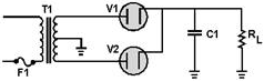 Full-wave rectifier with a capacitor filter