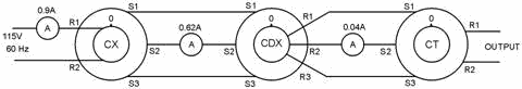 Synchro current in a control synchro system using a CDX and a CT - RF Cafe