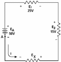 Determining unknown voltage in a series circuit - RF Cafe