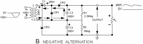 Voltage tripler. Negative ALTERNATION - RF Cafe