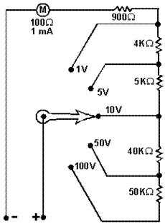 A voltmeter with internal range resistors - RF Cafe