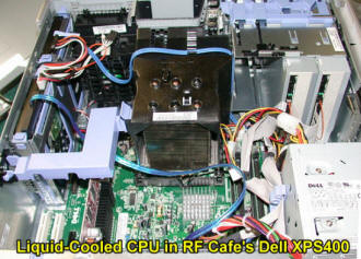 Dell XPS400 Internal Shot Showing the Liquid-Cooled CPU - RF Cafe
