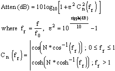 RF Cafe - Chebyshev filter prototype transfer equation