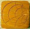 Milled wood, Smith Chart coaster - RF Cafe