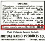 Crosley 03CB radio advertisement Mutual Radio Products - RF Cafe