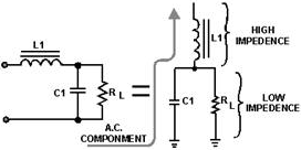 LC choke-input filter (as voltage divider)