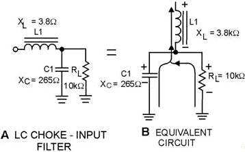Ac component in an LC choke-input filter - RF Cafe