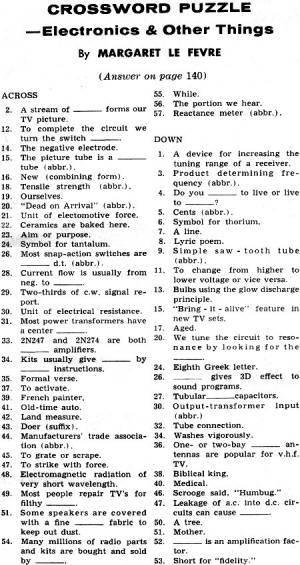 Crossword Puzzle Clues - Electronics & Other Things, August 1960 Electronics World - RF Cafe