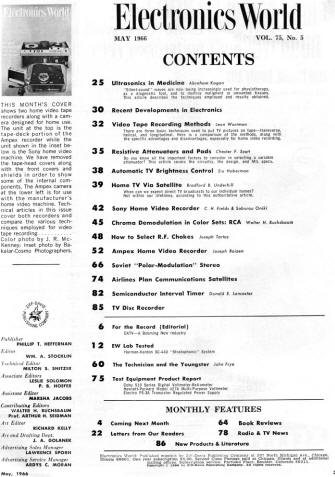 May 1966 Electronics World Table of Contents - RF Cafe