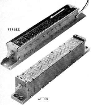 Log i.f. amplifier manufactured by Airborne Instruments Laboratory is shown before and after value analysis. - RF Cafe