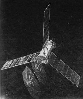 Artist's concept of fully stationary Multi-Purpose communications satellite - RF Cafe