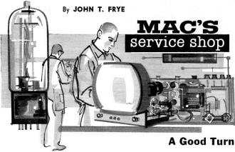 Mac's Service Shop: A Good Turn, October 1959 Electronics World - RF Cafe