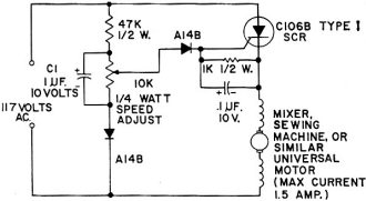 Variable speed control circuit using SCR - RF Cafe
