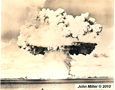 RF Cafe: Nuclear Detonation "Baker" in the Bikini atoll (front of photo), from John Miller