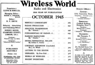 October 1945 Wireless World Table of Contents - RF Cafe