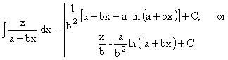 Indefinite Integrals of the Form x/(a+bx) dx - RF Cafe