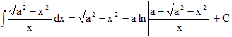 Indefinite Integrals of Form Sqrt (a^2 - x^2)/x - RF Cafe