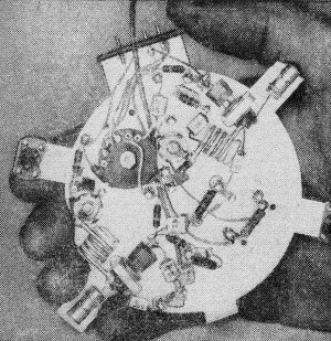 Radio transmitter with a 4000-mile range is part of the electronic instrumentation of the U.S. earth satellite - RF Cafe