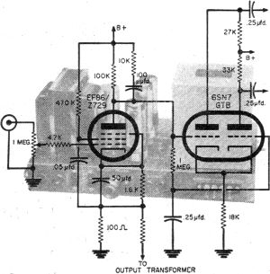 Mullard circuit as employed in the Eico HF-60 uses a pentode voltage amplifier direct-coupled to a cathode-coupled inverter - RF Cafe