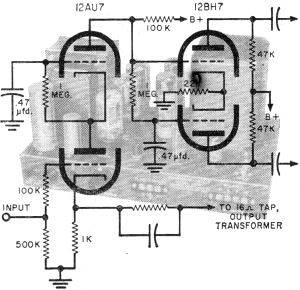 Grommes 250K utilizes a 12AU7 as cascode voltage amplifier - RF Cafe