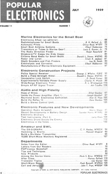 July 1959 Popular Electronics Table of Contents - RF Cafe