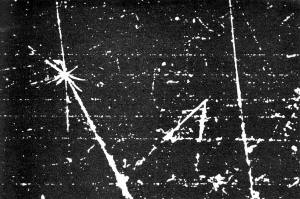 Tracks left by high-speed protons on a sheet of photographic film - RF Cafe