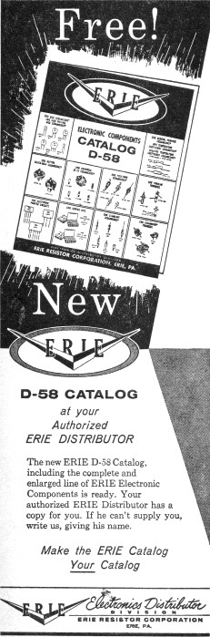 Erie Resistor Corporation Advertisement, December 1958 Popular Electronics - RF Cafe