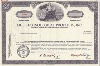 Erie Technological Products, Inc. Stock Certificate - RF Cafe