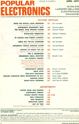 April 1970 Popular Electronics Table of Contents - RF Cafe