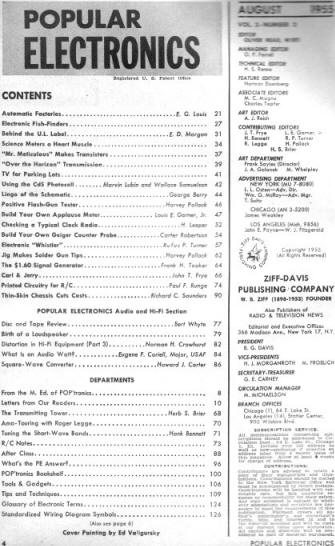 August 1955 Popular Electronics Table of Contents - RF Cafe