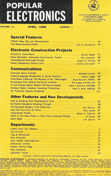 April 1966 Popular Electronics Table of Contents - RF Cafe