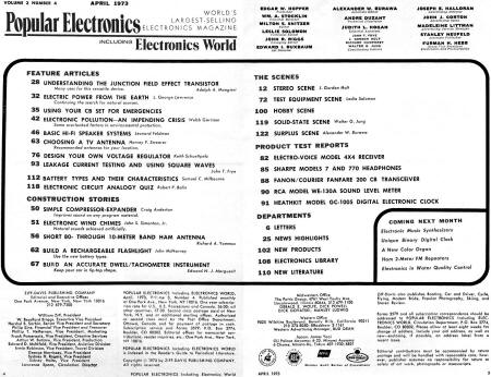April 1973 Popular Electronics Table of Contents - RF Cafe