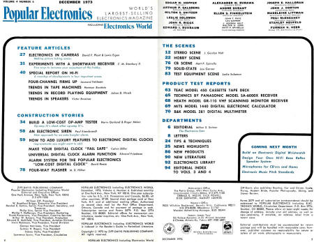 December 1973 Popular Electronics Table of Contents - RF Cafe
