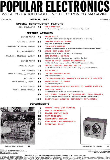 March 1967 Popular Electronics Table of Contents - RF Cafe
