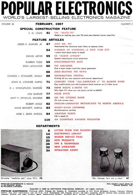 February 1967 Popular Electronics Table of Contents - RF Cafe