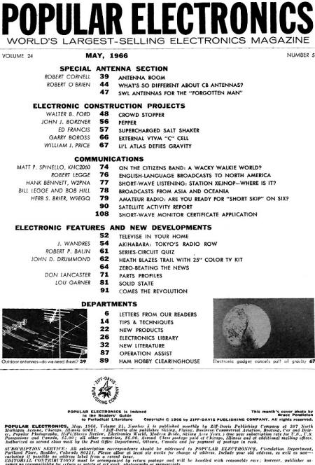 May 1966 Popular Electronics Table of Contents - RF Cafe